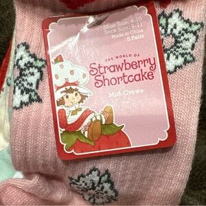 Strawberry Shortcake Pink Mid-Crew Socks